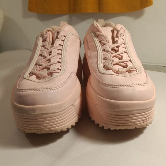 Sheln Pink Chunky Retro Front Lace Platform Sneakers 8 - Picture 6 of 8
